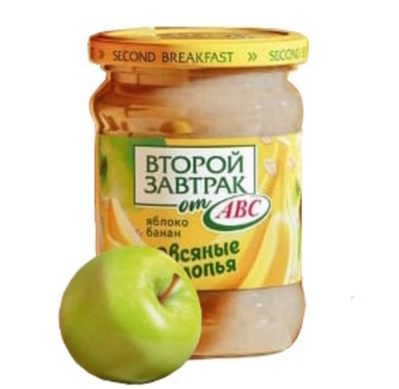 Десерт фруктовый "Второй завтрак от АВС" Яблоко-банан с овсяными хлопьями 250г. АВС