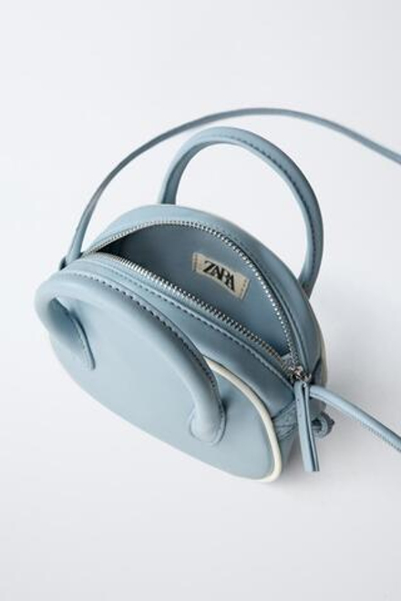 ZARA МИНИ-СУМКА С ОТДЕЛКОЙ, СИНИЙ