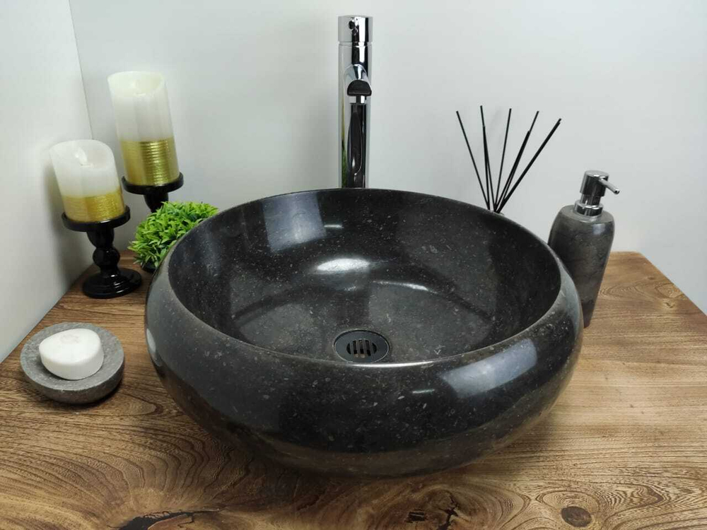 Раковина из мрамора Donut Black Medium DM-60345 45*45*15