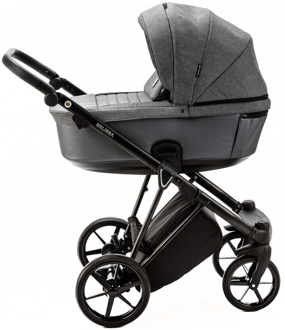 Детская коляска Adamex Belissa 3 в 1 B-PS34 (Т.СЕР.ТК+ГРАФИТ ПЕРЛ.ПЕРФ.КОЖА)