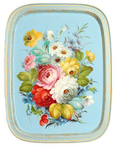 Жостовский поднос декоративный, размер 45х35 см (A19), металлический