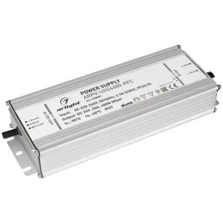 Блок питания ARPV-UH24480-PFC (24V, 20A, 480W) (Arlight, IP67 Металл, 7 лет) 028087