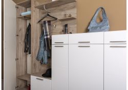 Комод Лайн 13.121 дуб серый craft K 002 PW / белый глянец пвх