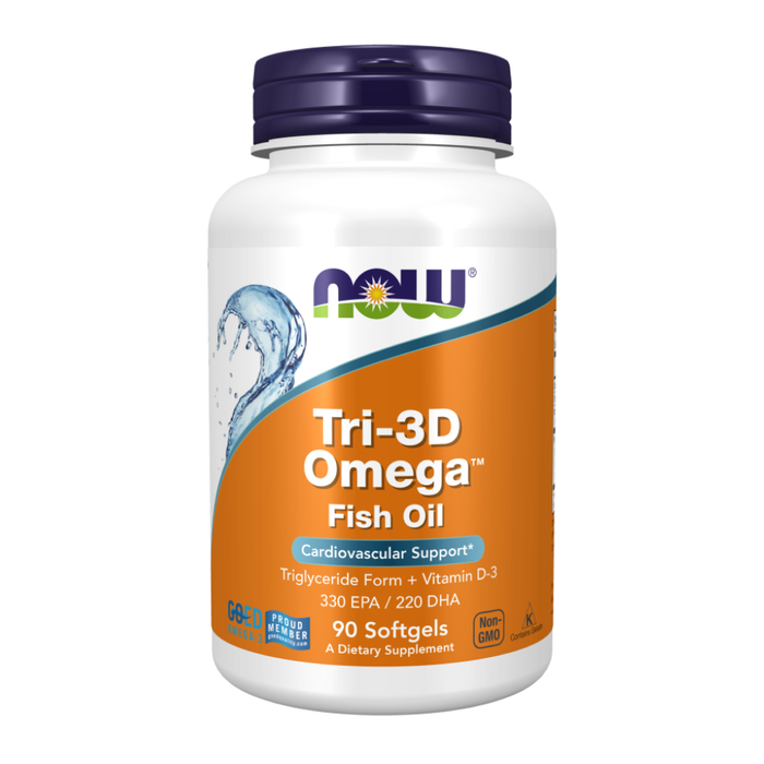Триглицеридная форма Омега-3 + витамин Д3, Tri-3D Omega, Now Foods, 90 капсул