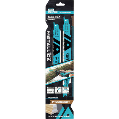 Пилки сабельные METALLICA Optima S2345X 200/175мм шаг 2,5-4,3мм,HCS Progressor,по дереву 2шт 908310