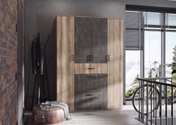 НЕЛЬСОН-3 Шкаф 4-х дверный Дуб каньон / Железный камень