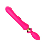 Розовый двусторонний вибромассажер с клиторальным отростком 30см I-Moon Serendipity MY-228