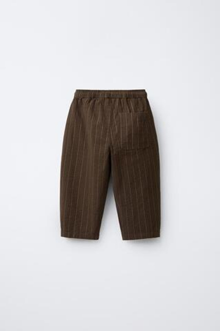 ZARA БРЮКИ В ПОЛОСКУ, КОРИЧНЕВЫЙ