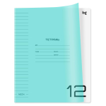 Тетрадь школьная А5 12л линия,неон голубой пласт.обложка "UniTone. Neon" (BG)