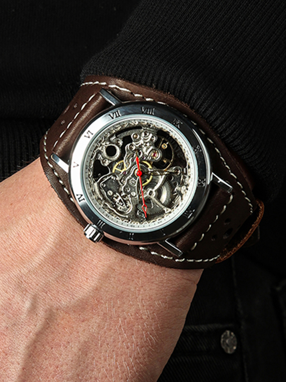 Часы скелетоны женские механические Winter YOURTIME