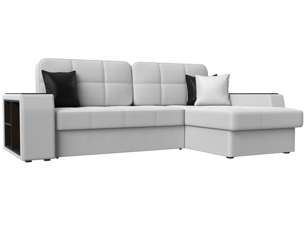 Диван угловой Брюссель правый угол, Белый\Черный, Экокожа, 29395