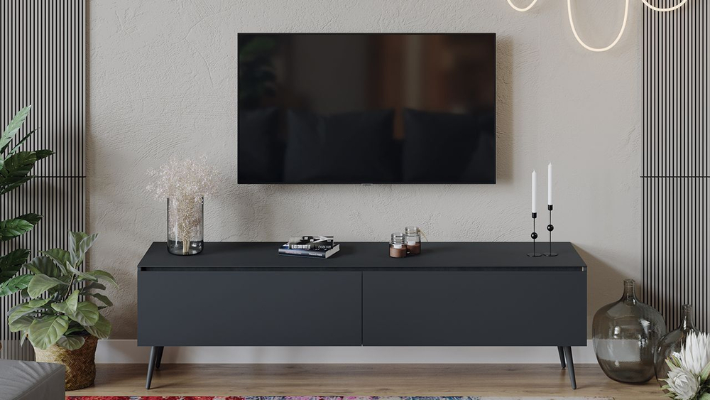 Тумба под телевизор напольная Белый глянец/Стекло 180х44х52 см