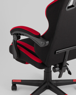 Кресло спортивное TopChairs Prophet с оттоманкой ткань черно-красный