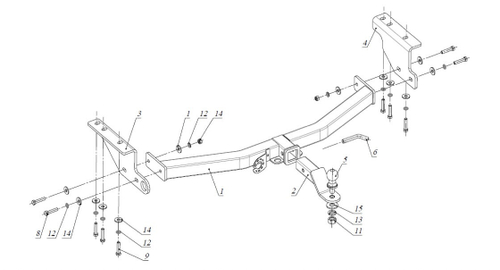 Фаркоп под квадрат для Nissan Pathfinder R52 / Infiniti JX35 / QX60, с 2014 г. , Бизон.FA 0854-E