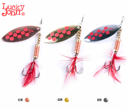 Набор блесен вращающихся LUCKY JOHN Spin-X Long №4, 9 г, цвет SR, CR, GR (3 шт)