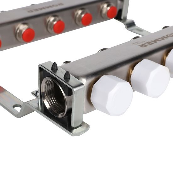Коллектор Rommer 1"x3/4" на 5 контуров с запорными клапанами (нерж. сталь) RMS-3200-000005