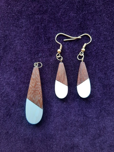 Комплект "Капля", бивень мамонта, красное дерево