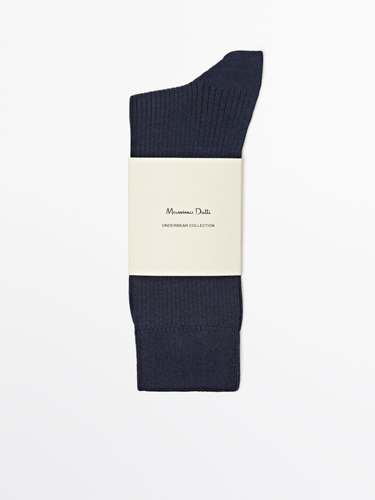 Massimo Dutti Высокие носки в тонкий рубчик, светло-синий