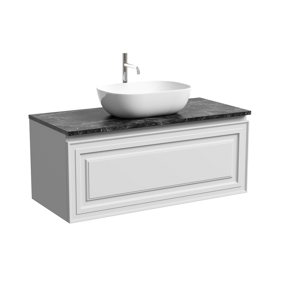 Тумба подвесная Sancos Very, Bianco 995х445х406, под столешницу с отверстием под смеситель, цвет Black Sky