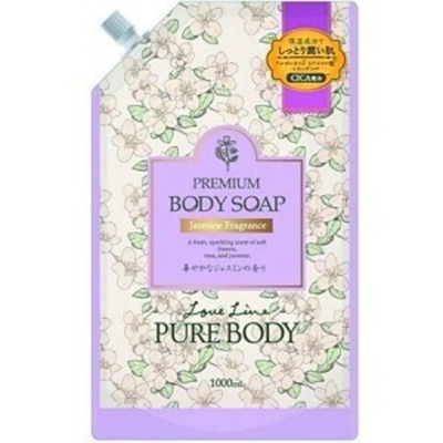 Гель для душа увлажняющий с аргановым маслом, гиалуроновой кислотой, коллагеном и ароматом жасмина 1000 мл Mitsuei Love Line Pure Body Jasmine (мягкая упаковка)