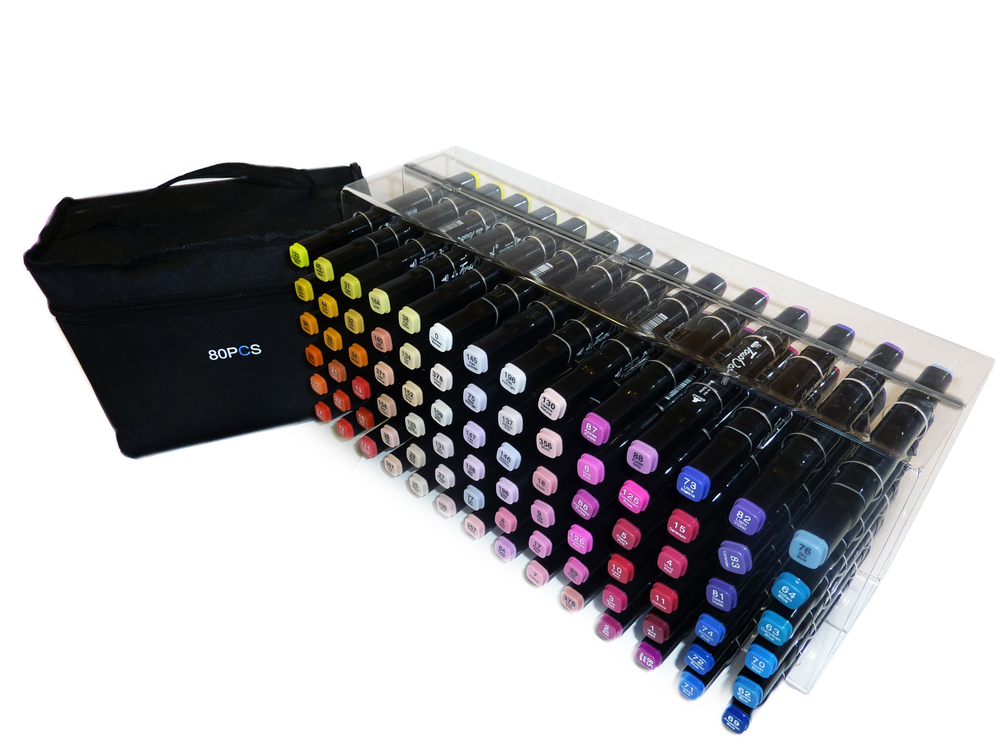 Подставка (органайзер) для маркеров для скетчинга и рисования  / Rainbow_Laboratory, 365х164х100 мм, 84 отверстия, в сборе, прозрачный