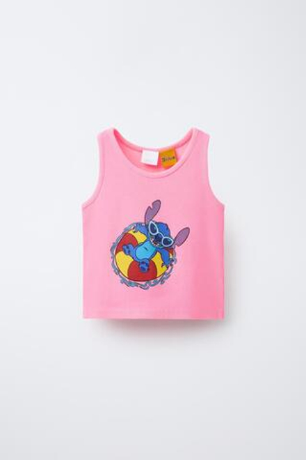 ZARA ТОП В РУБЧИК С ПРИНТОМ LILO & STITCH © DISNEY, РОЗОВЫЙ