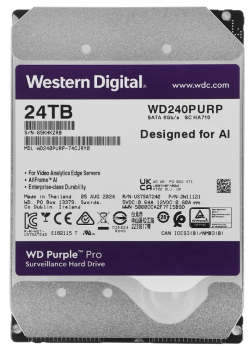Жесткий диск 24TB SATA 6Gb/s Western Digital Purple Pro