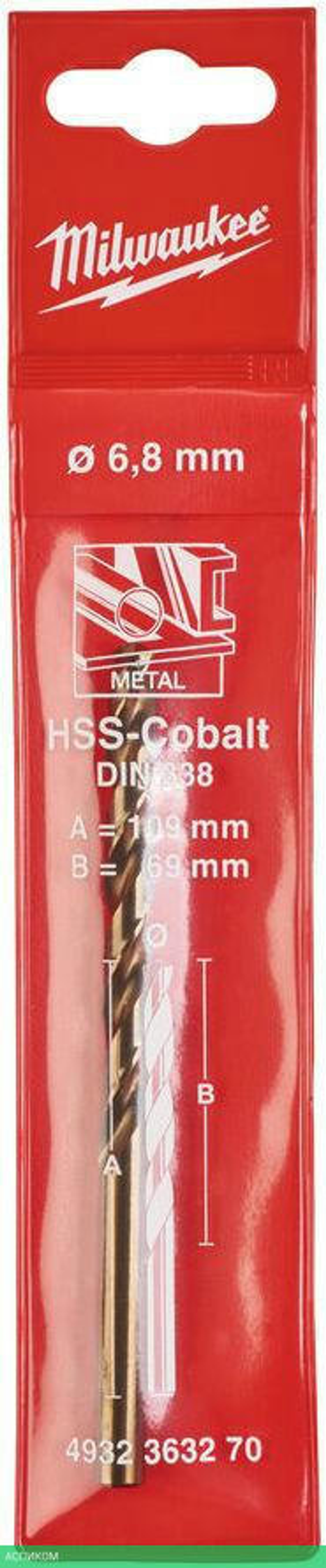 Сверло по металлу Milwaukee HSS-Co 6.8мм (4932363270)