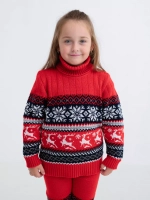 Свитер вязаный с оленями новогодний