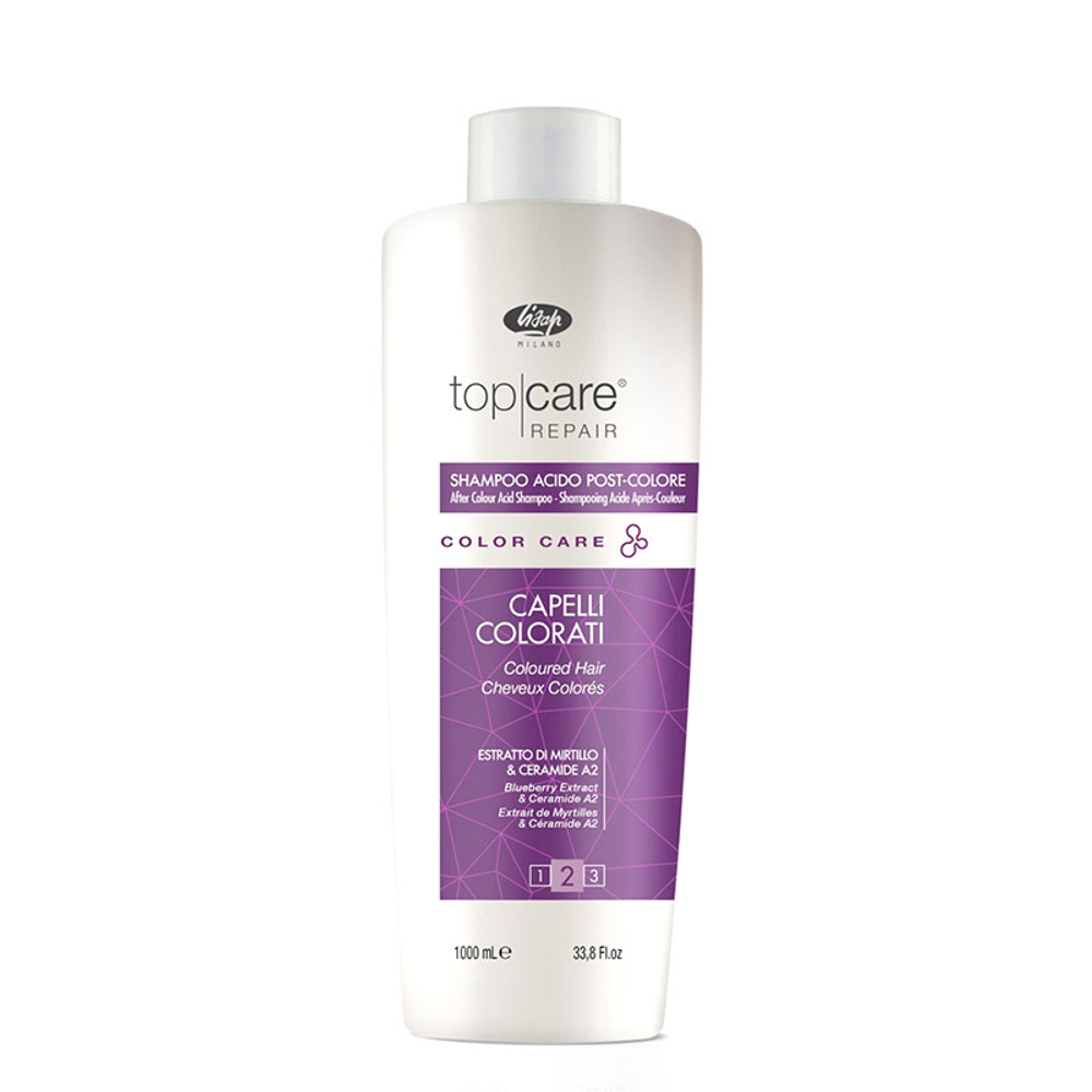 Шампунь стабилизатор цвета Top Care Repair Color Care After Color Acid Shampoo Lisap, 1000 мл.