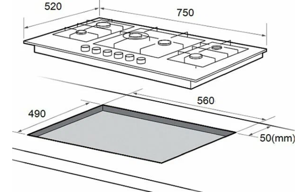 Поверхность варочная газ. Midea MG7560TGW