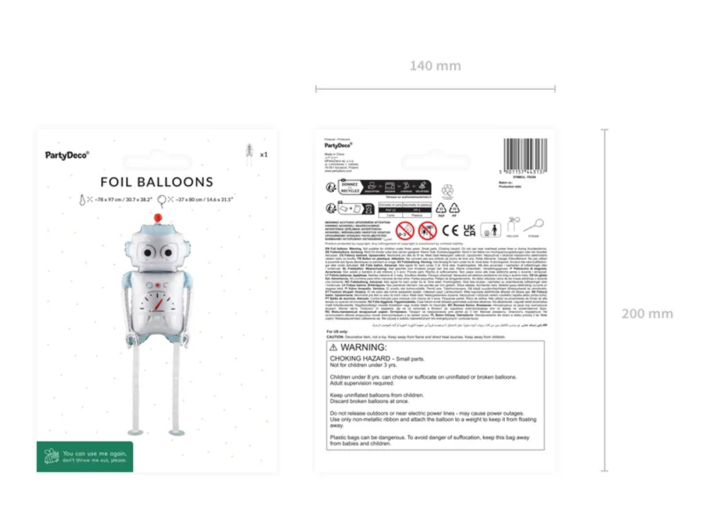 Шар стоячий "Робот" (37х80 см)