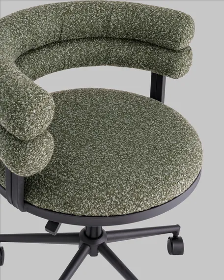 Стул офисный Castor, зелёное букле, чёрные ножки