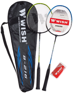 Набор для бадминтона Steeltec 216, 2 ракетки, 2 волана, зеленый/синий