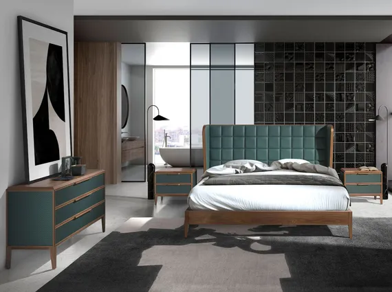 Кровать Angel Cerda 7148, темно-зеленая экокожа