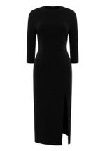 Платье футляр с разрезом в черном цвете (из шерсти и вискозы)