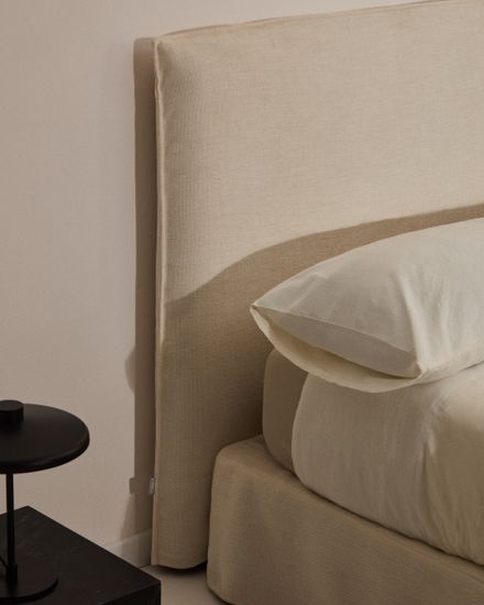 Кровать Jaira из белого шенилла со съемным чехлом для матраса 160x200 см