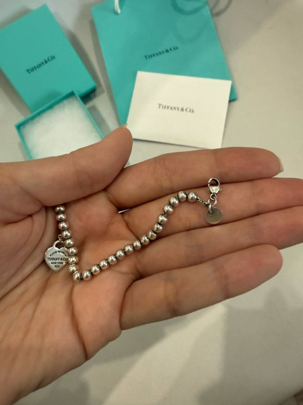 Браслет Tiffany&Co Blue Heart Tag Bead Bracelet