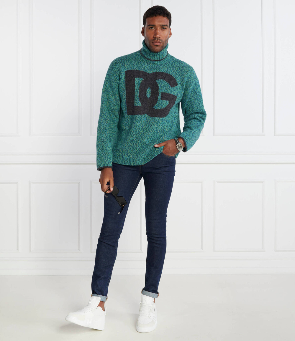 Хлопковый гольф Dolce & Gabbana - бирюзовый(GXR18T JFMN1)