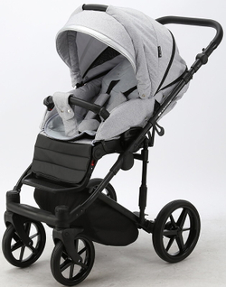 Детская коляска Adamex Rimini 2 в 1 RI13-LUX СВ.СЕР.БЕРЕЗКА+ЧЕРН.КОЖА+СЕРЕБР.ОТДЕЛКА