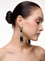 Серьги "Queen" из черного агата и шпинели Silver