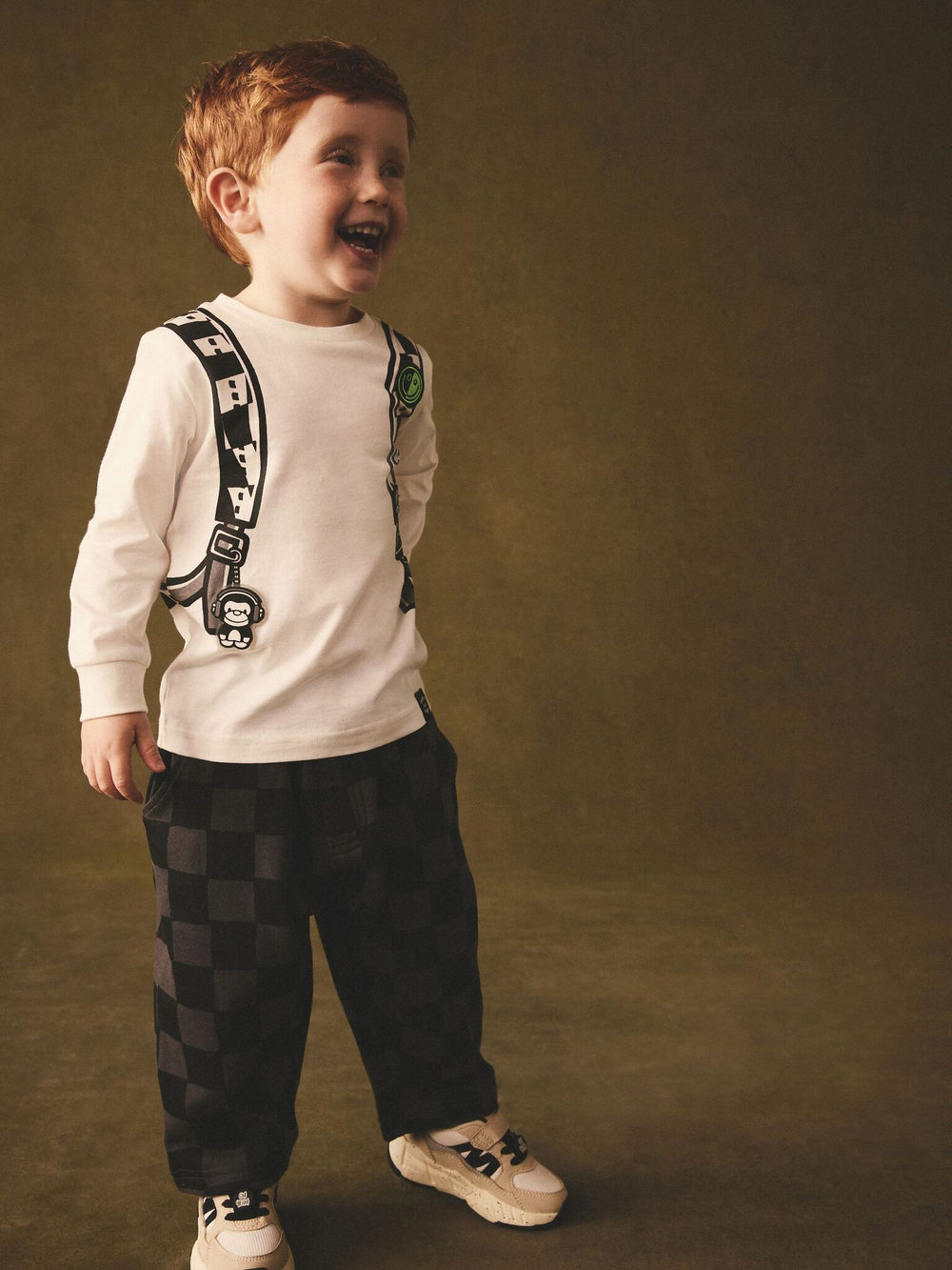 Лонгслив и брюки в комплекте для мальчика Next B84-717, Белый, Серый