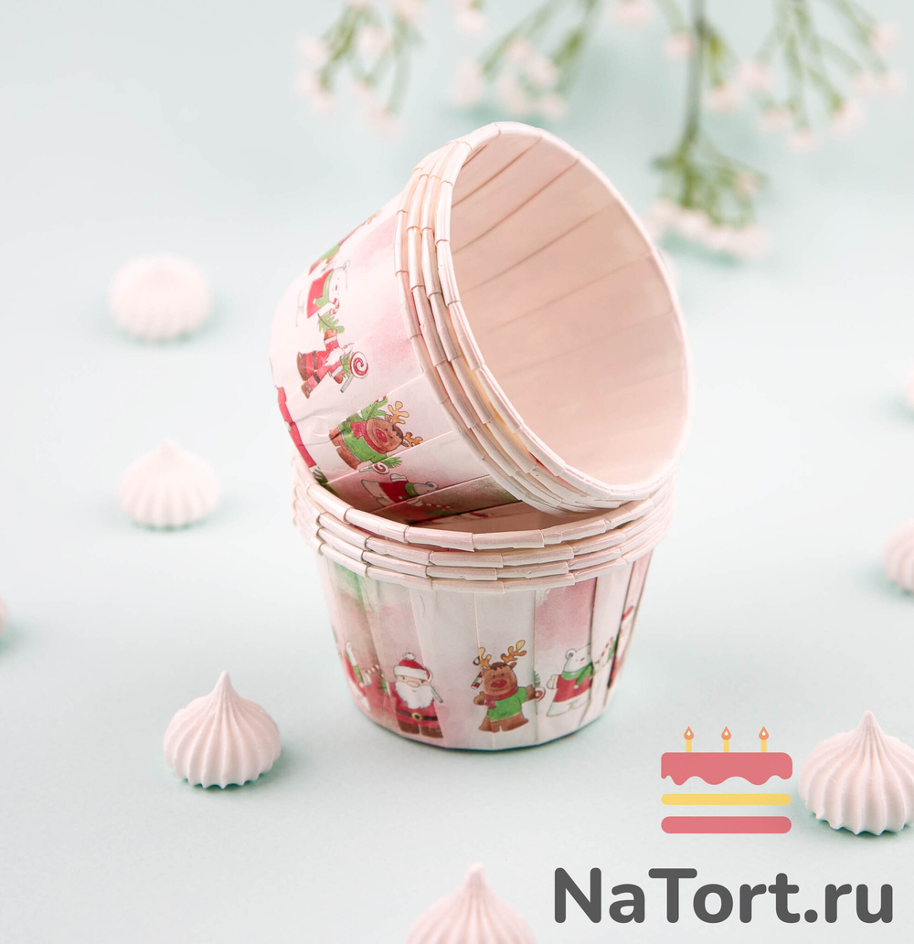 Формы бумажные с ламинацией «Маффин» 50х40 мм (Рождественская встреча) 100 шт