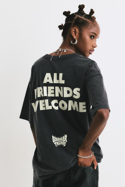 PULL&BEAR Футболка "Stranger Things ",темный антрацит