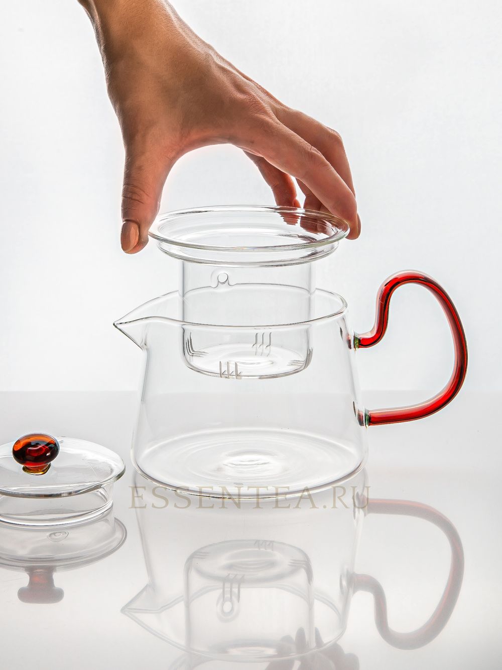 Чайник стеклянный "Хаджин Ред" со стеклянной колбой 700 мл