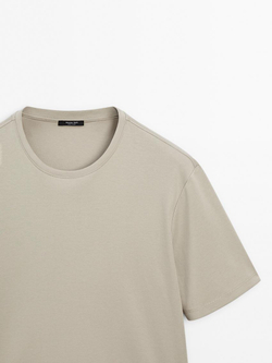 Massimo Dutti Футболка с круглым вырезом, песочный