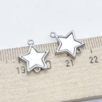 Коннектор Звезда, цвет серебро (родий), перламутр, размер 15*13 мм, цена за 1 шт