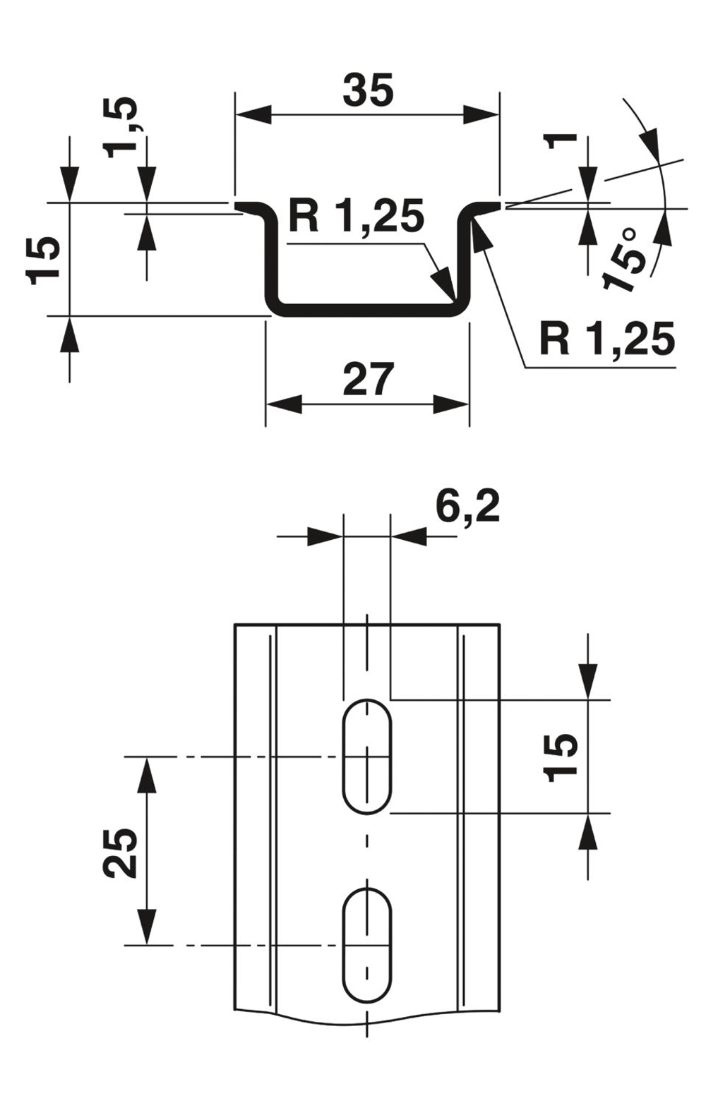 0843121 - NS 35/15 ZN PERF 2000MM-VPE 10 - DIN-рейка перфорацией