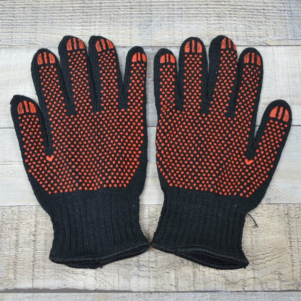 Перчатки вязаные двойные, с ПВХ-точкой, 95г, черные