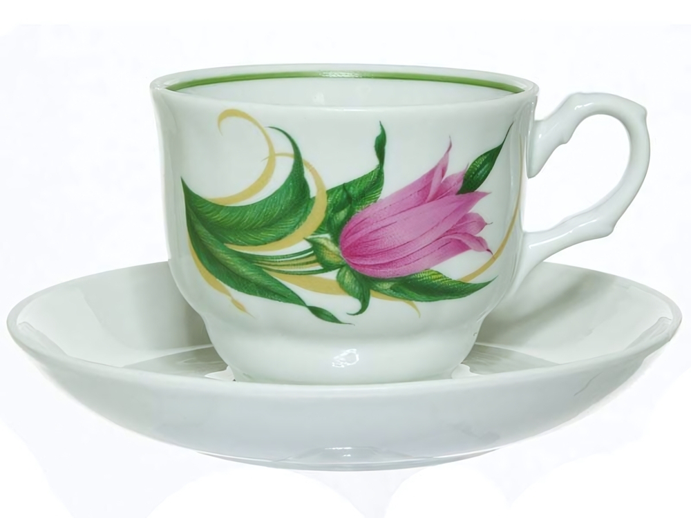 Чайная пара 250мл форма Тюльпан Колокольчики